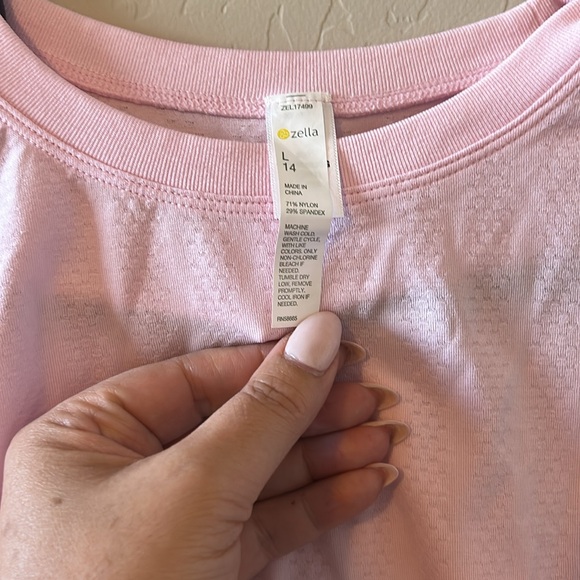 Zella Girls pink crop and Nordstrom black leggings XL size 14 - Picture 3 of 8